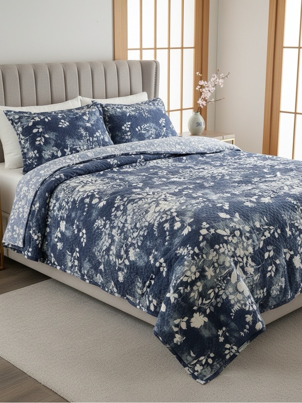 Reversible Quilted Queen Duvet Cover